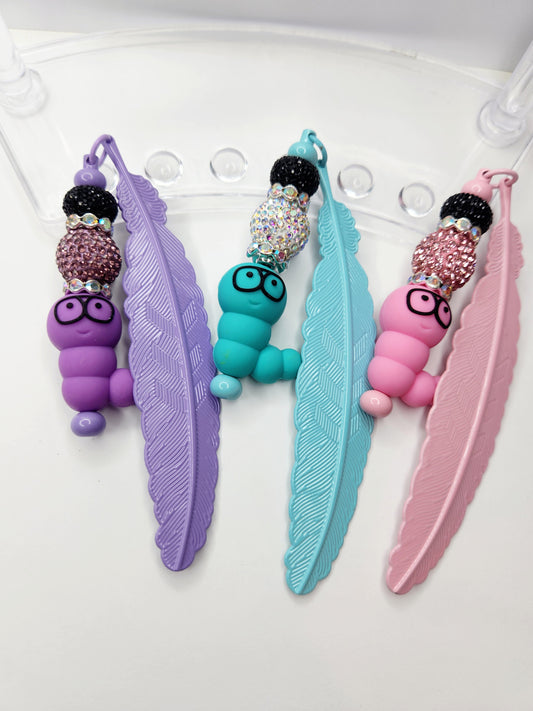 Bookworm Feather Bookmarks